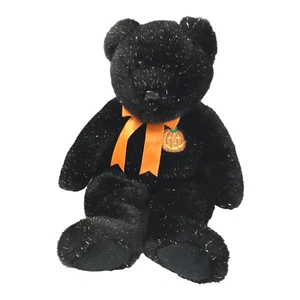 Ty Beanie Buddies Black Haunt Bear Halloween 2002 Jack A Lantern Sparkle 13" - Picture 1 of 6