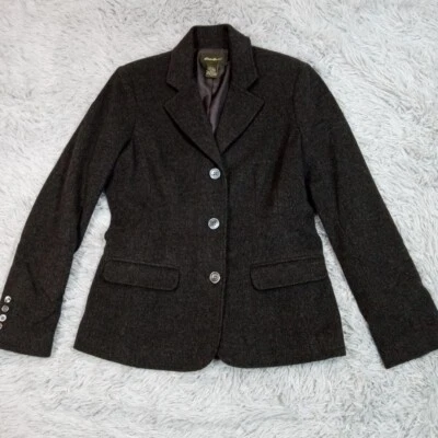 Chaqueta para mujer Eddie Bauer gris S lana pelo de conejo abrigo bolsillos sintéticos blazer Foto 1 de 4