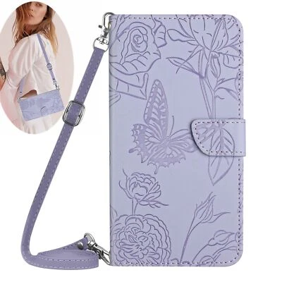 For Xiaomi OPPO MOTO Crossbody Leather Butterfly Wallet Stand Case Phone Cover - Image 1 of 4