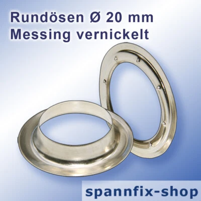 100 Pezzo Occhielli Ø 20 MM, Ottone Placcato Nichel Camion Piano Tout Bandierina - Immagine 1 di 3