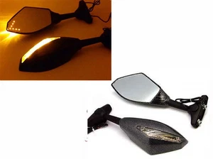 Carbon Integrated Sport Racing Arrow Turn Signal Side Mirror Street Bike Custom - Picture 1 of 12