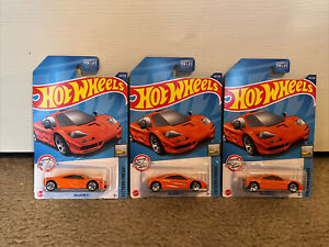 LOT OF 3 Hot Wheels Mclaren F1 orange #107 107/250 2022 Factory Fresh 4/10