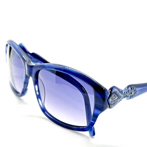 Custodia occhiali da sole Judith Leiber Couture blu viola cristallo Swarovski regalo vintage - Foto 1 di 13