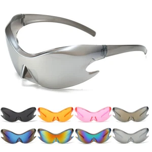 Wrap Around Sunglasses For Women Men Trendy Futuristic Sports Shades Sun Glasses - Picture 1 of 21