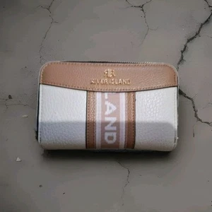 River Island Cream And Tan Small Webbing Zip Up Purse. New Season - Picture 1 of 1