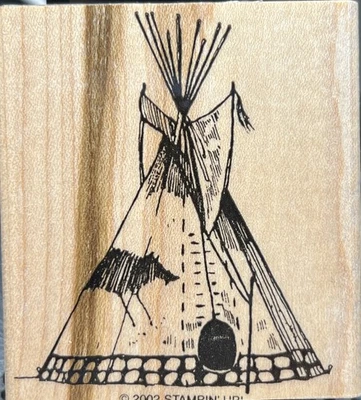 BOCETO DE TIPI BÚFALO VIVIENDA CASA ¡Atrapasueños Stampin' Up! Sello de goma 2002 Foto 1 de 4