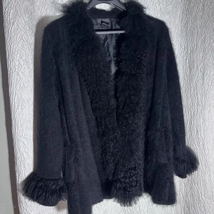 Vtg Y2K Angora Sweater Jacket Whimsigoth Shabby Chic Forest Elf Core Venesha XL - Picture 1 of 23