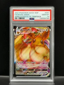 Eevee VMAX Shining Fates Elite Trainer Box #087 Black Star Promo PSA 10 gemas como nuevo - Imagen 1 de 2