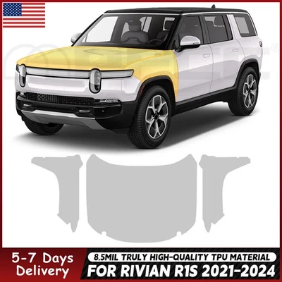 For Rivian R1S 2021-2024 Hood Fender Precut Paint Protection Film Clear PPF TPU - Image 1 of 4