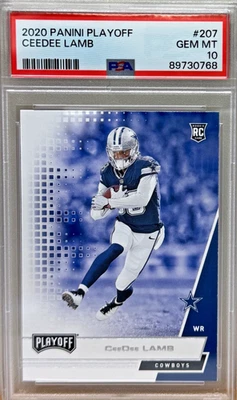 2020 Panini Playoff #207 CeeDee Lamb Rookie PSA 10 LOW POP!! - Image 1 of 2