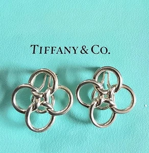 Tiffany & Co. Elsa Peretti Sterlingsilber Quadrifoglio Ohrclips in Box - Bild 1 von 8