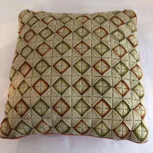 Cuscino lancio punto ago vintage MCM decorazione 13” mq velluto a coste verde avocado arancione marrone - Foto 1 di 3