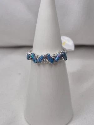 Anillo Bomb Party Talla 7 "Beautiful Dreamer" Esmeralda Ópalo de Fuego en Chapado en Rodio  Foto 1 de 4