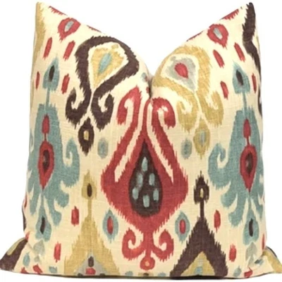 Ikat 22” Throw Pillow Set of 4 Reversible Boho Southwestern Home Decor Sofa Bed - Image 1 of 4