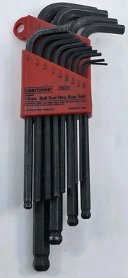 CRAFTSMAN 13-pc SAE Ball End Hex Key Set Allen Wrenches 946754 USA - Image 1 of 4