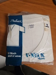 Vintage Andhurst V-Ausschnitt Unterhemden 100% Baumwolle Größe Small Dreierpack - Bild 1 von 4