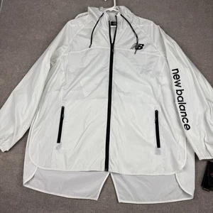 New Balance Jacket Mens 3X White Hooded Windbreaker Water Resistant Lightweight - Picture 1 of 15