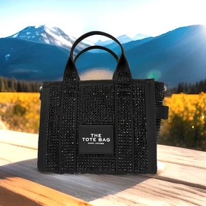 AUTH  NWT Marc Jacobs The Crystal Cotton Small Crossbody Tote In Black Crystal - Picture 1 of 20