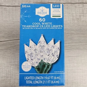 Cool White Teardrop Bulb C-6 LED Christmas lights - NEW - Holiday Time - Picture 1 of 20