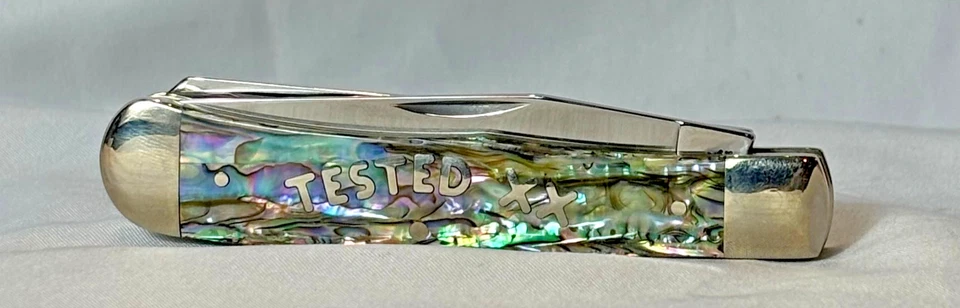2003 Case XX Knife 8254 Trapper SS Double Folding Blades Paua Abalone Shell - Image 1 of 4