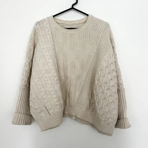 Maglione Maeve Anthropologie donna medio avorio maglia cavo punto grosso caldo - Foto 1 di 9