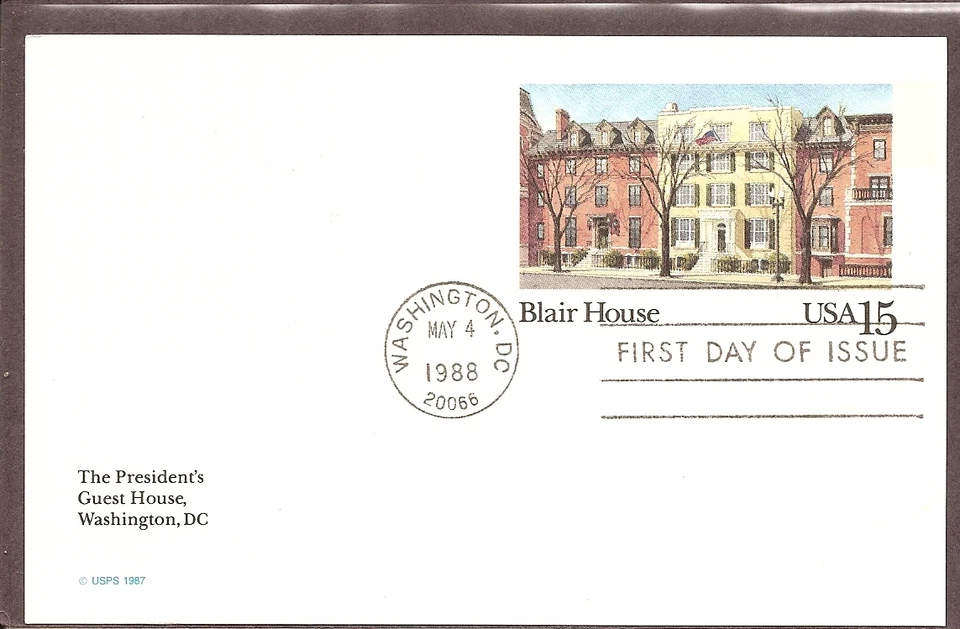 US SC # UX121 Blair House. Postal Card FDC. Ready For Cachet - Image 1 of 1