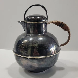 VINTAGE APOLLO EPNS BERNARD RICE'S SONS TEAPOT SILVERPLATED BAMBOO HANDLE - Picture 1 of 9