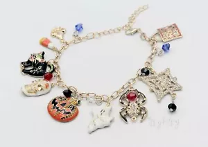 1pc, Halloween Bracelet Skull Pumpkin Punk Charm Bracelet in gold - Picture 1 of 5