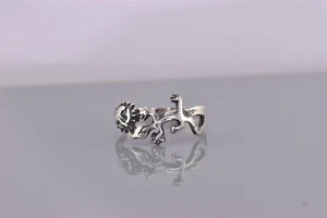 Anillo Banda de Sol Tallada Gecko Lagarto Arrastreador Plata Esterlina Talla 925 Talla: 7,5 - Imagen 1 de 8