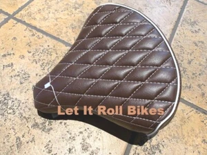 CUSTOM BICYCLE SADDLE 10" X 10" DIAMOND TREAD CRUISER LOWRIDER BIKES BROWN - Picture 1 of 4