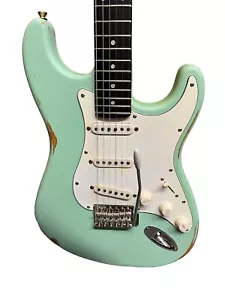 Vintage V6 ICON Electric Guitar Distressed Green - Picture 1 of 14