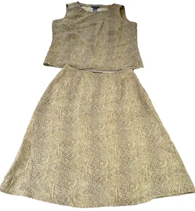 Liz Claiborne Matching Set Womens 6 Petite 2 Piece Set Snake Skin Print 90s - Picture 1 of 22