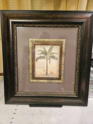 Chad Barrett Banana Palm Offset Lithograph Artwork Beautiful 21 X 23 wood framed - Image 1 of 4