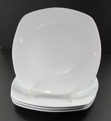The Cellar Basics Platos de Ensalada Cuadrados Porcelana Blanca, Juego de 4 Foto 1 de 4