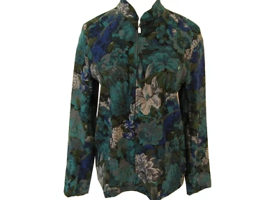 Elementz Jacket Top Women's Medium Long Sleeve Zip Up Floral Print Colorful - Image 1 of 4