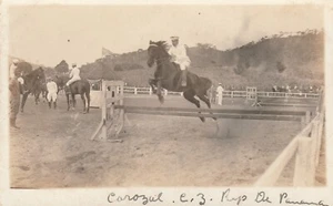 Postcard RPPC Horse Jumping Equestrian Riding Corozul CZ Panama - Picture 1 of 2