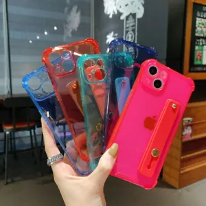 Custodia morbida con cinturino a mano fluorescente per iPhone 16 15 14 13 12 Pro Max 11 XR Cover - Foto 1 di 20