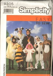 Simplicity 9305 Sewing Pattern Adult & Children Animal Costumes Xsm-Lrg uncut - Picture 1 of 2