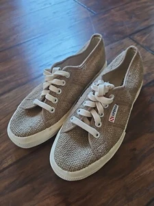 Superga Women's Size 6.5 Tan Burlap Classic Canvas Style Shoes NWOT - Picture 1 of 8
