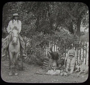Linterna mágica de vidrio diapositiva UTE FAMILIA INDIA AMERICANA COLORADO C1910 FOTO EE. UU. - Imagen 1 de 2