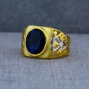 Exclusive Heavy Solitaire Stone Ring 22k Yellow gold Men's Gold Ring CZ stone 32 - Picture 1 of 3