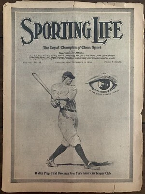 Capa de revista Wally Pipp 1916 Sporting Life Lou Gehrig - Imagem 1 de 4