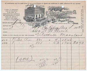 SELTENE Louisiana Melasse Co 1902 New Orleans Rechnung Briefkopf Grafik Zucker - Bild 1 von 2