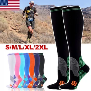 3Pairs Sports Compression Socks Professional Running Fitness Socks Slim Legs - Picture 1 of 12
