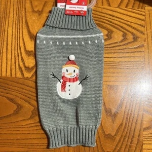 DOG SWEATER Holiday Ugly Christmas Gray Snowman NWT S Pet Fashion Apparel Knit - Picture 1 of 3