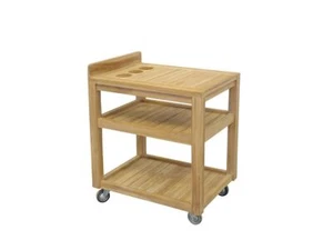 Carro de servicio carro de cocina mesa auxiliar con rollos madera maciza de teca naturaleza (2745) - Imagen 1 de 4