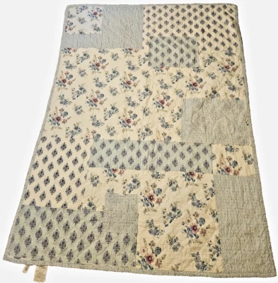 Edredón Edredón Simply Shabby Chic Twin Blanco Azul Rosa Floral Algodón Retazos Foto 1 de 4