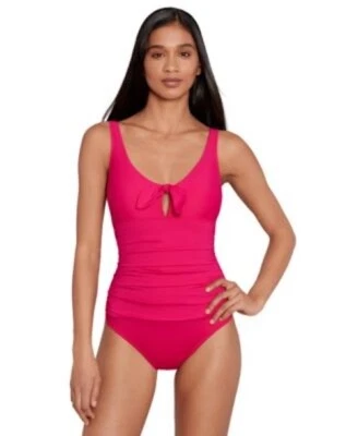 Lauren Ralph Lauren Size 4 Front-Tie Underwire Tummy-Control Swimsuit Orchid New - Image 1 of 4