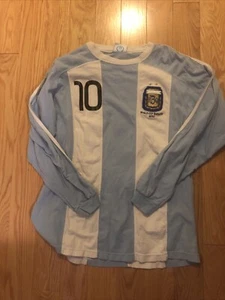 Messi Argentina 2010 World Cup Jersey Size XL #10 Habacug Tag Long Sleeve Blue - Picture 1 of 11