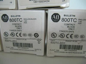 (NEW) Allen-Bradley 1 N.O. Shallow Push Button Contact Block Cat. 800TC-XD1 SerD - Picture 1 of 5
